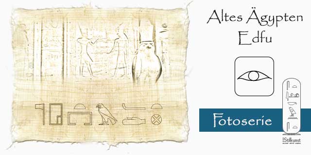Titelbild Edfu mit dem ägyptischen Namen der Tempelanlage in Hieroglyphen