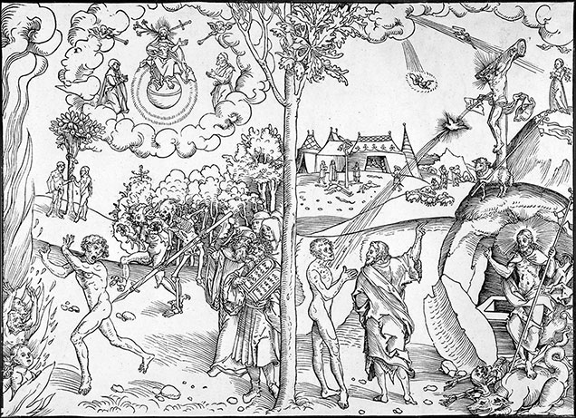 Lucas Cranach der Ältere, Das Alte und das Neue Testament als Gesetz und Evangelium, Holzschnitt