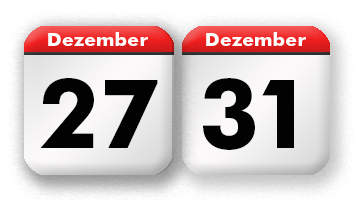 Der Sonntag liegt zwischen dem 27. Dezember und dem 31. Dezember