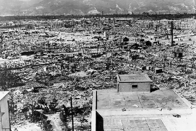 Teilansicht von Hiroshima nach dem Abwurf der Atom-Bombe 1945  | Autor: US government | Public Domain