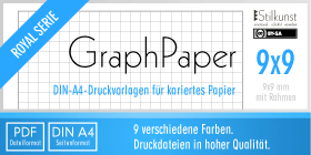 Stilkunst Druckvorlage:  kariertes Papier 9x9 mm | Graph paper