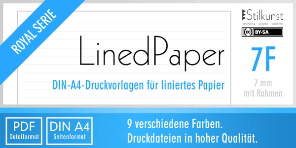 Titelbild Liniertes Papier 7 mm mit Rahmen DIN A4